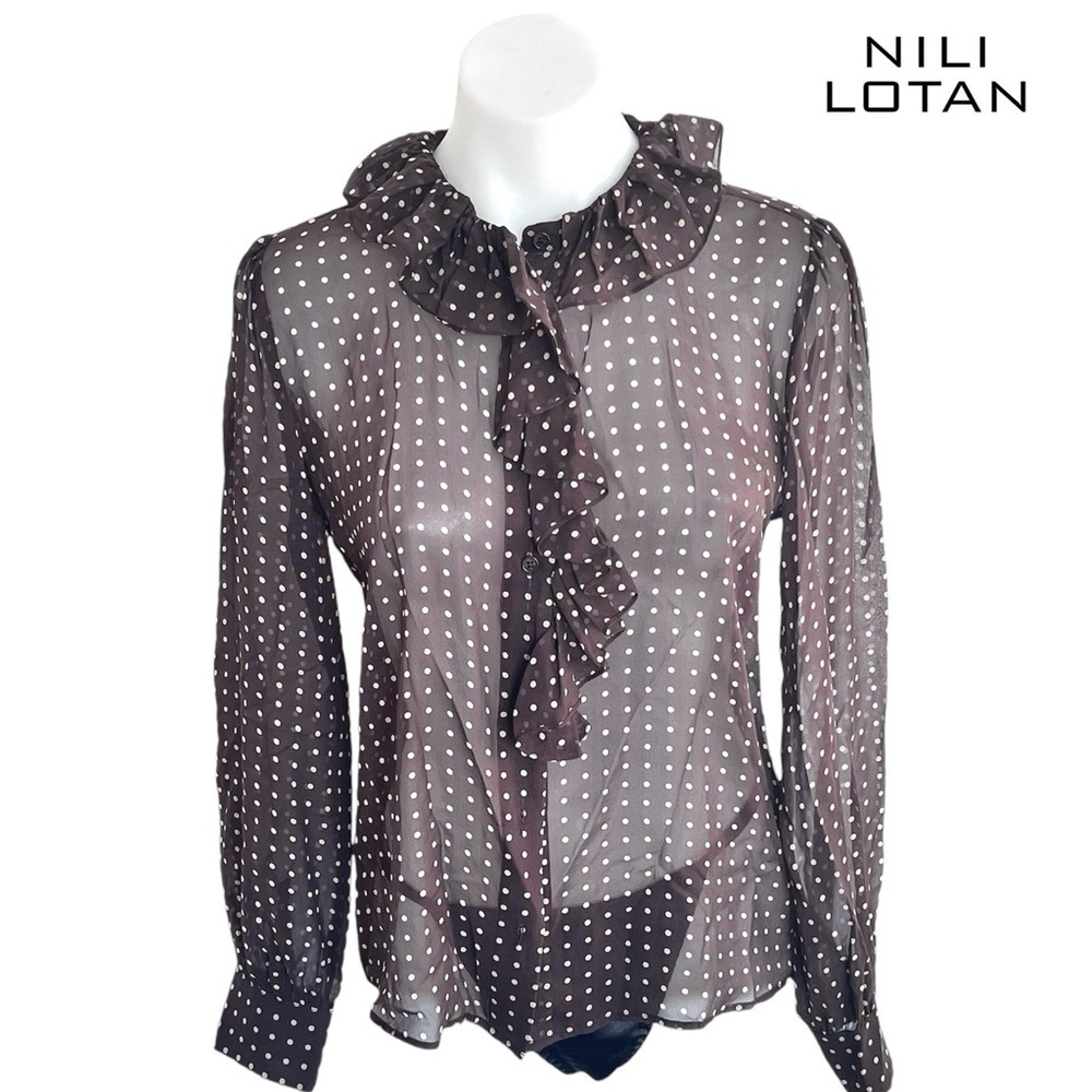 NILI LOTAN
Nicole Espresso Dot Print Silk Blouse